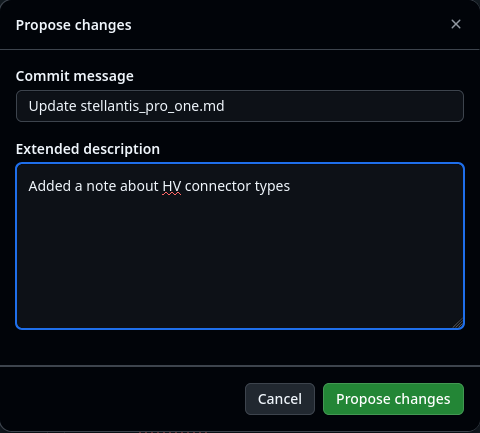 Commit changes dialog