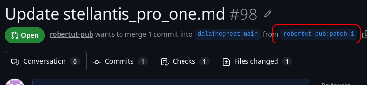 Branch of the pull request in your fork